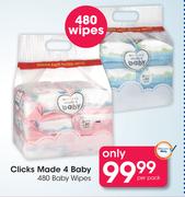 Clicks Made 4 Baby 480 Baby Wipes-Per Pack