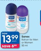 Sanex Roll On For Men Or Women-50ml Each