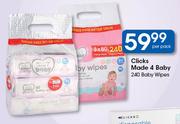 Clicks Made 4 Baby Wipes-240's Per Pack