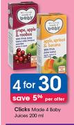 Clicks Made 4 Baby Juices-4X200ml
