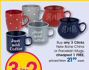 Clicks New Bone China Or Porcelain Mugs-Each