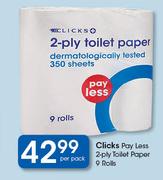Clicks Pay Less 2-Ply Toilet Paper Rolls-9's Per Pack