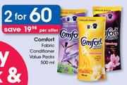 Comfort Fabric Conditioner Value Packs-2X500ml