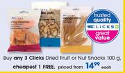 Clicks Dried Fruit Or Nut Sanacks-100g Each