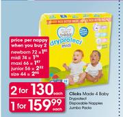 Clicks Made 4 Baby Dryprotect Disposable Nappies Jumbo Pack-Each
