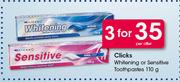 Clicks Whitening Or Sensitive Toothpaste-3 x 110g