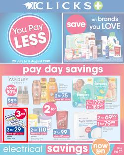Clicks : You Pay Less (23 July - 6 Aug 2019), page 1