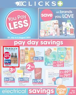 Clicks : You Pay Less (23 July - 6 Aug 2019), page 1