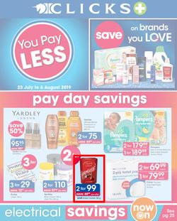 Clicks : You Pay Less (23 July - 6 Aug 2019), page 1