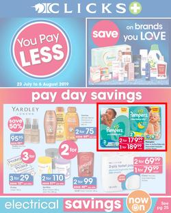 Clicks : You Pay Less (23 July - 6 Aug 2019), page 1