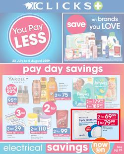 Clicks : You Pay Less (23 July - 6 Aug 2019), page 1
