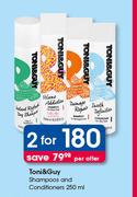 Toni & Guy Shampoos & Conditioners-2 x 250ml