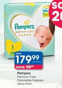 Pampers Premium Care Disposable Nappies Value Pack-Per Pack