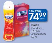 Durex Condoms 12 Pack Or Lubricants-50ml Each