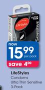 Life Styles Condoms Ultra Thin Sensitive 3 Pack-Per Pack