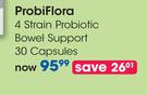 ProbiFlora 4 Strain Probiotic Bowel Support 30 Capsules-Per Pack