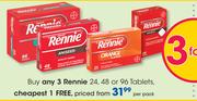 Rennie 24, 48 Or 96 Tablets-Per Pack