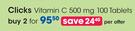 Clicks Vitamin C 500 mg 100 Tablets-For 2