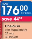 Chela-Fer Iron Supplement 24 mg 30 Tablets-Per Pack