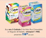 Caltrate D For Kids, Plus Chewables Or Regular 30 Tablets-Per Pack