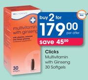Clicks Multivitamin With Ginseng 30 Softgels-For 2