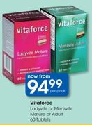 Vitaforce Ladyvite Or Mensvite Mature Or Adult 60 Tablets-Per Pack