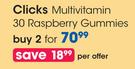 Clicks Multivitamin 30 Raspberry Gummies-For 2