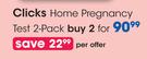 Clicks Home Pregnancy Test 2 Pack-For 2