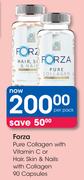 Forza Pure Collagen With Vitamin C Or Hair, Skin & Nails With Collagen 90 Capsules-Per Pack