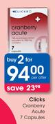 Clicks Cranberry Acute 7 Capsules-For 2