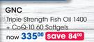 GNC Triple Strength Fish Oil 1400 + COQ-10 60 Softgels-Per Pack