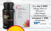 GNC Mega Men Or Women's Ultra Mega Multivitamins-Per Pack