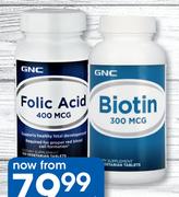 GNC Folic Acid 400 mcg 100 Vegetarian Tablets-Per Pack