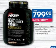 GNC Pro Performance AMP Amplified Gold 100% Whey Protein Advanced 5 lb-Each