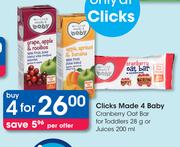 Clicks Made 4 Baby Cranberry Oat Bar For Toddlers-28g Or Juices-200ml-For 4