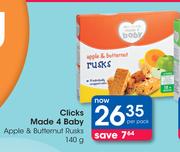 Clicks Made 4 Baby Apple & Butternut Rusks-140g Per Pack