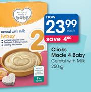 Clicks Made 4 Baby Cereal With Milk-250g Each
