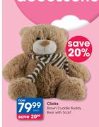 Clicks Brown Cuddle Buddy Bear With Scarf-Each