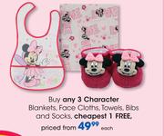 Character Blankets, Face Cloths, Towels, Bibs And Socks-Each