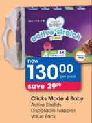Clicks Made 4 Baby Active Strech Disposable Nappies Value Pack-Per Pack