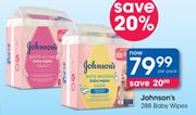 Johnson's 288 Baby Wipes-Per Pack
