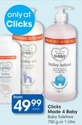 Clicks Made 4 Baby Baby Toiletries-750g Or 1Ltr Each