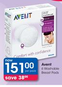 Avent 6 Washable Breast Pads-Per Pack