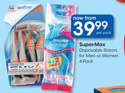 Super Max Disposable Razors For Men Or Women 4 Pack-Per Pack