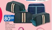 Clicks Men's Green & Red Or Guy Pinot Navy Blue Striped Toiletry Bags-Each