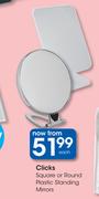 Clicks Square Or Round Plastic Standing Mirrors-Each