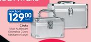 Clicks Silver Aluminium Cosmetics Cases Medium Or Large-Each