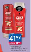 Schwarzkopf Gliss Shampoo-200ml Or Conditioner-250ml Each