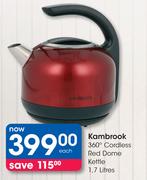 Kambrook 360 Degree Cordless Red Dome Kettle-1.7Ltr Each