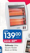 Safeway 2 Bar Quartz Heater Black Or White-Each